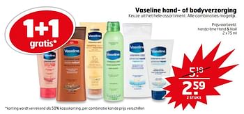 Aanbiedingen Handcrème hand + nail - Vaseline  - Geldig van 25/07/2017 tot 30/07/2017 bij Trekpleister