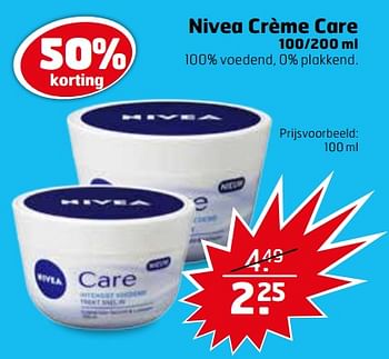 Aanbiedingen Nivea crème care - Nivea - Geldig van 25/07/2017 tot 30/07/2017 bij Trekpleister
