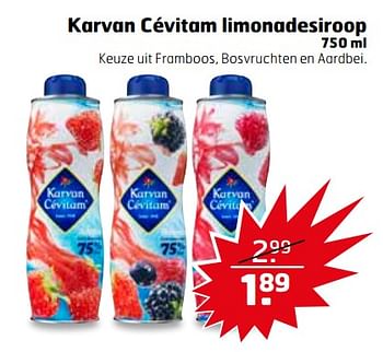 Aanbiedingen Karvan cévitam limonadesiroop - Karvan Cévitam - Geldig van 25/07/2017 tot 30/07/2017 bij Trekpleister