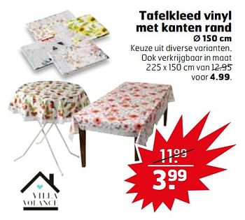 Aanbiedingen Tafelkleed vinyl met kanten rand - Villa Volance - Geldig van 25/07/2017 tot 30/07/2017 bij Trekpleister