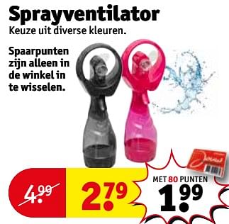 Aanbiedingen Sprayventilator - Huismerk - Kruidvat - Geldig van 25/07/2017 tot 06/08/2017 bij Kruidvat