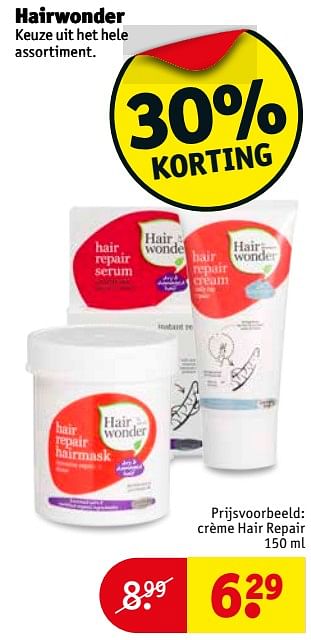 Aanbiedingen Hairwonder crème hair repair - Hairwonder - Geldig van 25/07/2017 tot 06/08/2017 bij Kruidvat
