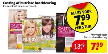 Aanbiedingen Garnier casting of nutrisse haarkleuring - Huismerk - Kruidvat - Geldig van 25/07/2017 tot 06/08/2017 bij Kruidvat