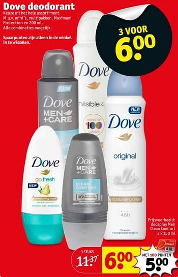 Aanbiedingen Dove deospray men clean comfort - Dove - Geldig van 25/07/2017 tot 06/08/2017 bij Kruidvat