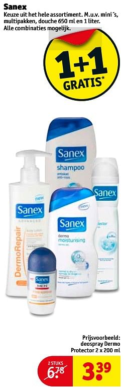 Aanbiedingen Sanex deospray dermo protector - Sanex - Geldig van 25/07/2017 tot 06/08/2017 bij Kruidvat