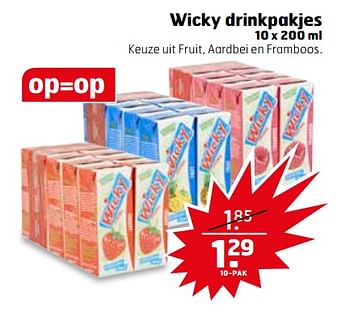 Aanbiedingen Wicky drinkpakjes - Wicky - Geldig van 25/07/2017 tot 30/07/2017 bij Trekpleister