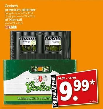 Aanbiedingen Grolsch premium pilsener of kornuit - Huismerk - Agrimarkt - Geldig van 24/07/2017 tot 29/07/2017 bij Agrimarkt