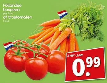 Aanbiedingen Hollandse bospeen of trostomaten - Huismerk - Agrimarkt - Geldig van 24/07/2017 tot 29/07/2017 bij Agrimarkt