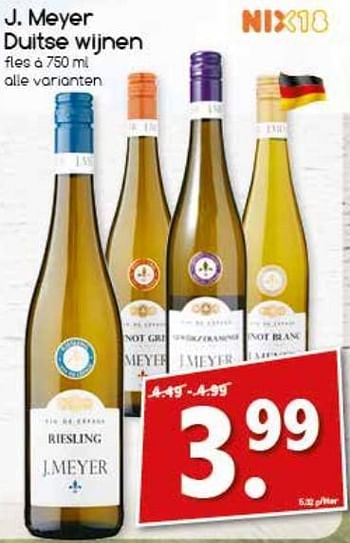 Aanbiedingen J.meyer duitse wijnen - Witte wijnen - Geldig van 24/07/2017 tot 29/07/2017 bij Agrimarkt