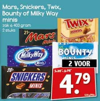 Aanbiedingen Mars, snickers, twix, bounty of milky way minis - Huismerk - Agrimarkt - Geldig van 24/07/2017 tot 29/07/2017 bij Agrimarkt