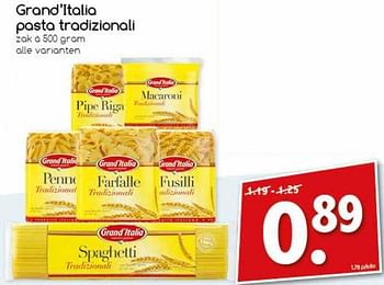 Aanbiedingen Grand`italia pasta tradizionali - Grand Italia - Geldig van 24/07/2017 tot 29/07/2017 bij Agrimarkt