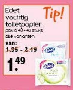 Aanbiedingen Edet vochtig toiletpapier - Edet - Geldig van 24/07/2017 tot 29/07/2017 bij Agrimarkt