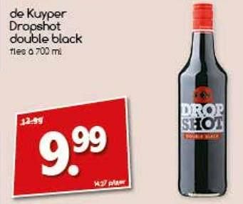 Aanbiedingen De kuyper dropshot double black - De Kuyper - Geldig van 24/07/2017 tot 29/07/2017 bij Agrimarkt