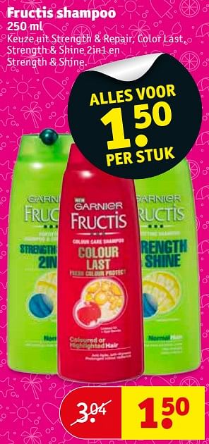 Aanbiedingen Garnier fructis shampoo - Garnier - Geldig van 25/07/2017 tot 06/08/2017 bij Kruidvat