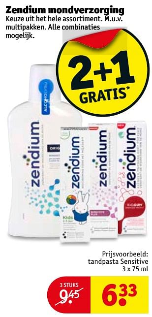 Aanbiedingen Zendium tandpasta sensitive - Zendium - Geldig van 25/07/2017 tot 06/08/2017 bij Kruidvat