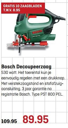Aanbiedingen Bosch decoupeerzaag - Bosch - Geldig van 24/07/2017 tot 06/08/2017 bij Hubo
