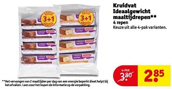 Aanbiedingen Kruidvat ideaalgewicht maaltijdrepen - Huismerk - Kruidvat - Geldig van 25/07/2017 tot 06/08/2017 bij Kruidvat