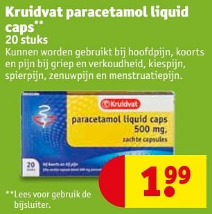 Aanbiedingen Kruidvat paracetamol liquid caps - Huismerk - Kruidvat - Geldig van 25/07/2017 tot 06/08/2017 bij Kruidvat