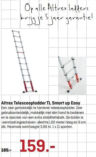 Aanbiedingen Altrex telescoopladder tl smart up easy - Altrex - Geldig van 24/07/2017 tot 06/08/2017 bij Multimate