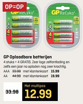 Aanbiedingen Gp oplaadbare batterijen - GP - Geldig van 24/07/2017 tot 06/08/2017 bij Multimate