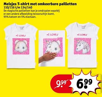 Aanbiedingen Meisjes t-shirt met omkeerbare pailletten - Huismerk - Kruidvat - Geldig van 25/07/2017 tot 06/08/2017 bij Kruidvat