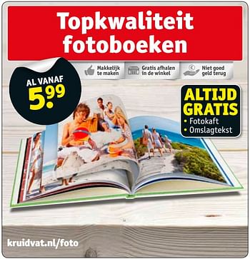 Aanbiedingen Topkwaliteit fotoboeken - Huismerk - Kruidvat - Geldig van 25/07/2017 tot 06/08/2017 bij Kruidvat