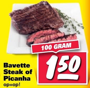 Aanbiedingen Bavette steak of picanha - Huismerk - Nettorama - Geldig van 24/07/2017 tot 30/07/2017 bij Nettorama