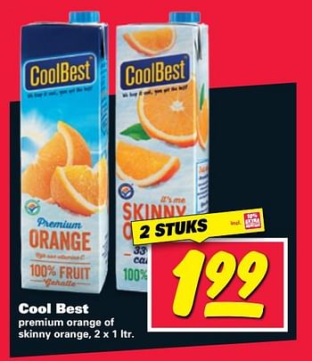 Aanbiedingen Cool best premium orange of skinny orange - Coolbest - Geldig van 24/07/2017 tot 30/07/2017 bij Nettorama