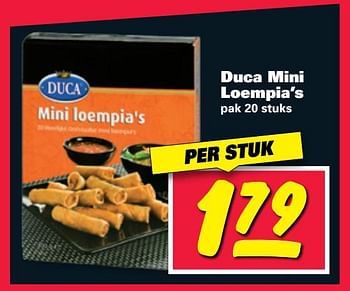 Aanbiedingen Duca mini loempia`s - Duca - Geldig van 24/07/2017 tot 30/07/2017 bij Nettorama