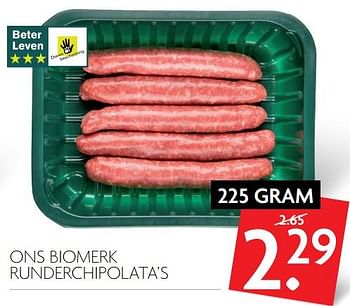 Aanbiedingen Ons biomerk runderchipolata`s - Huismerk - Deka Markt - Geldig van 23/07/2017 tot 30/07/2017 bij Deka Markt