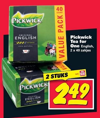 Aanbiedingen Pickwick tea for one english - Pickwick - Geldig van 24/07/2017 tot 30/07/2017 bij Nettorama