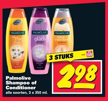 Aanbiedingen Palmolive shampoo of conditioner - Palmolive - Geldig van 24/07/2017 tot 30/07/2017 bij Nettorama