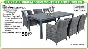 Aanbiedingen Luxe aluminium - gevlochten tuinmeubelen melito comfortabele fauteuil - Bois le Duc - Geldig van 17/07/2017 tot 05/08/2017 bij Van Cranenbroek