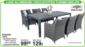 Aanbiedingen Luxe aluminium - gevlochten tuinmeubelen pagano tafel - Bois le Duc - Geldig van 17/07/2017 tot 05/08/2017 bij Van Cranenbroek