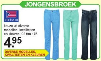 Aanbiedingen Jongensbroek - Nielsson - Geldig van 17/07/2017 tot 05/08/2017 bij Van Cranenbroek