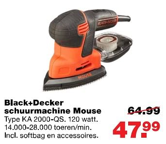 Aanbiedingen Black + decker schuurmachine mouse ka2000-gs - Black &amp; Decker - Geldig van 31/07/2017 tot 06/08/2017 bij Praxis
