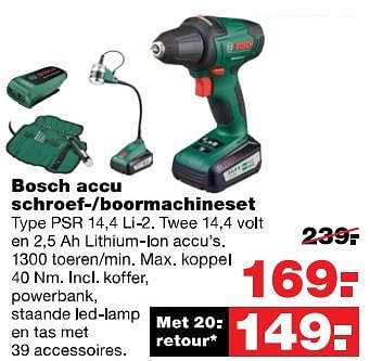 Aanbiedingen Bosch accuschroef- boormachineset psr 14,4 li-2 - Bosch - Geldig van 31/07/2017 tot 06/08/2017 bij Praxis