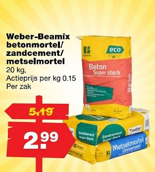 Aanbiedingen Weber-beamix betonmortel- zandcement- metselmortel - Weber - Geldig van 31/07/2017 tot 06/08/2017 bij Praxis