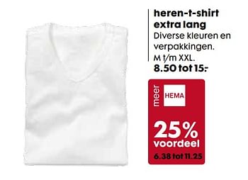Aanbiedingen Heren-t-shirt extra lang - Huismerk - Hema - Geldig van 31/07/2017 tot 13/08/2017 bij Hema