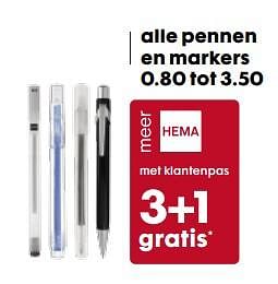 Aanbiedingen Alle pennen en markers - Huismerk - Hema - Geldig van 31/07/2017 tot 13/08/2017 bij Hema