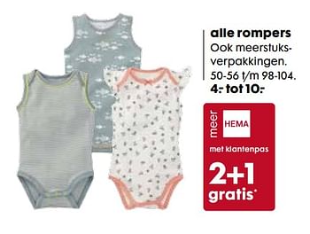 Aanbiedingen Alle rompers - Huismerk - Hema - Geldig van 31/07/2017 tot 13/08/2017 bij Hema
