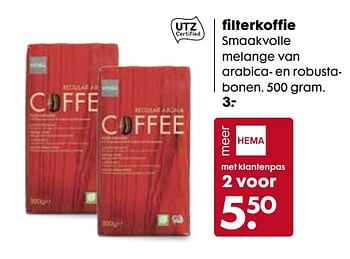 Aanbiedingen Filterkoffie - Huismerk - Hema - Geldig van 31/07/2017 tot 13/08/2017 bij Hema