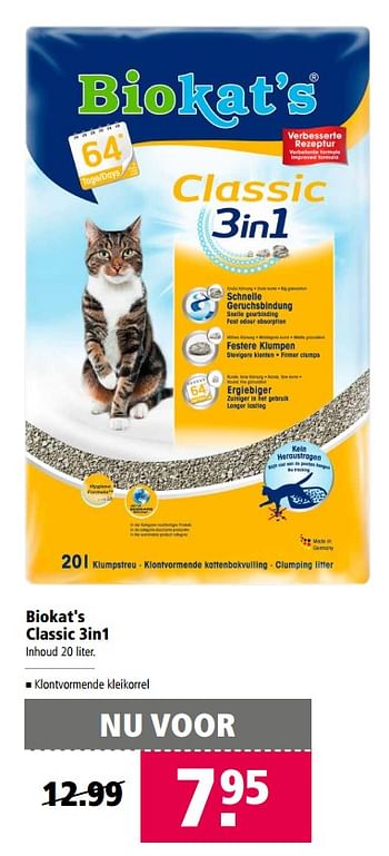 Aanbiedingen Biokat`s classic 3in1 - Bio kat`s - Geldig van 31/07/2017 tot 13/08/2017 bij Welkoop