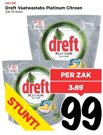 Aanbiedingen Dreft vaatwastabs platinum citroen - Dreft - Geldig van 30/07/2017 tot 05/08/2017 bij Vomar
