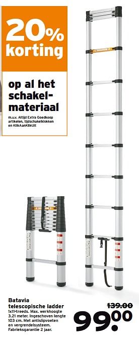 Aanbiedingen Batavia telescopische ladder - Batavia - Geldig van 31/07/2017 tot 06/08/2017 bij Gamma