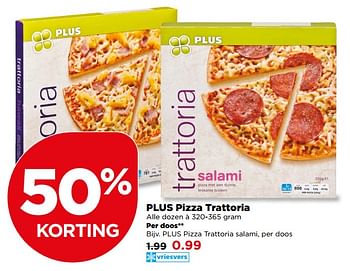Aanbiedingen Plus pizza trattoria salami, per doos - Huismerk - Plus - Geldig van 30/07/2017 tot 05/08/2017 bij Plus