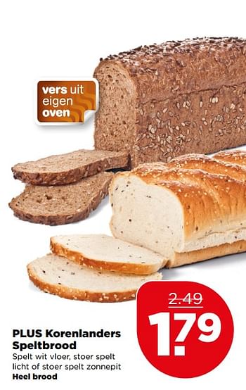 Aanbiedingen Plus korenlanders speltbrood - Korenlanders - Geldig van 30/07/2017 tot 05/08/2017 bij Plus