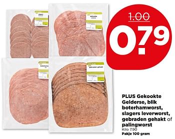 Aanbiedingen Plus gekookte gelderse, blik boterhamworst, slagers leverworst, gebraden gehakt of palingworst - Huismerk - Plus - Geldig van 30/07/2017 tot 05/08/2017 bij Plus