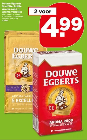 Aanbiedingen Douwe egberts snelfilter koffie aroma rood of aroma variaties - Douwe Egberts - Geldig van 30/07/2017 tot 05/08/2017 bij Plus