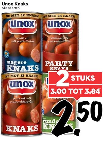 Aanbiedingen Unox knaks - Unox - Geldig van 30/07/2017 tot 05/08/2017 bij Vomar